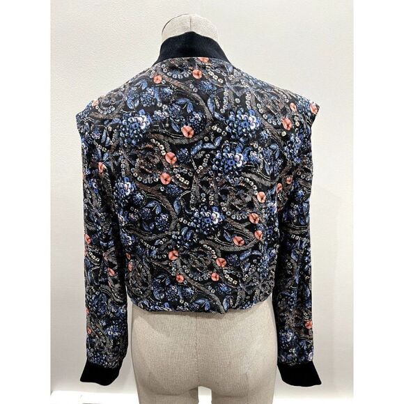 Joe's Jeans Reversible Floral and Sequin Silk Bomber Jacket Size M - Picture 4 of 10